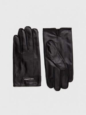 Černé kožené rukavice Karl Lagerfeld