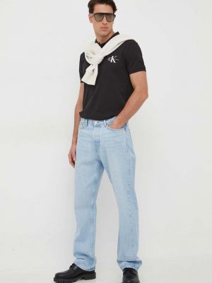 Polo z nadrukiem Calvin Klein Jeans czarna