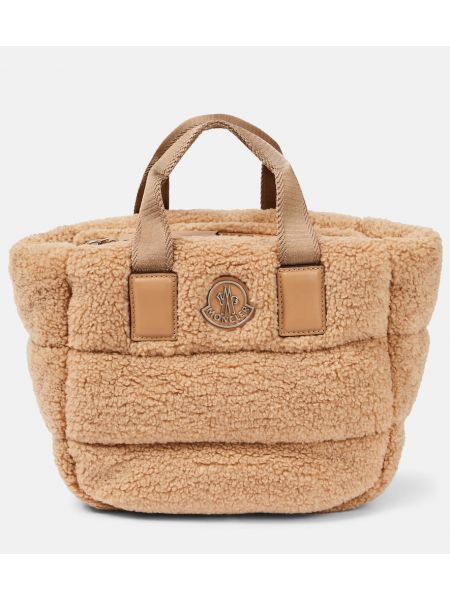 Mini bolso de cuero Moncler beige