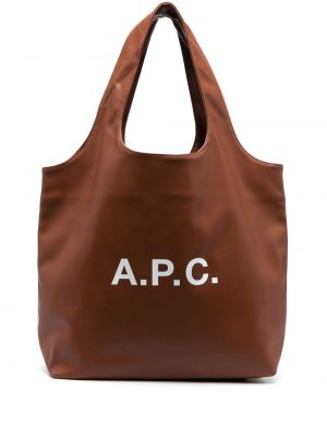 Nákupná taška s potlačou A.p.c. hnedá