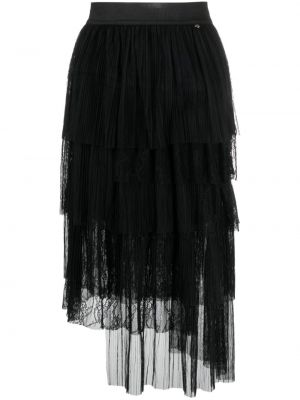 Ασύμμετρη midi φούστα από τούλι Liu Jo μαύρο