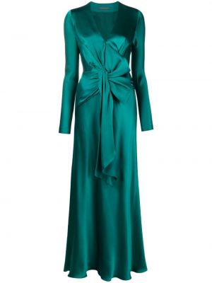 Hedvábné saténové dlouhé šaty s mašlí Alberta Ferretti