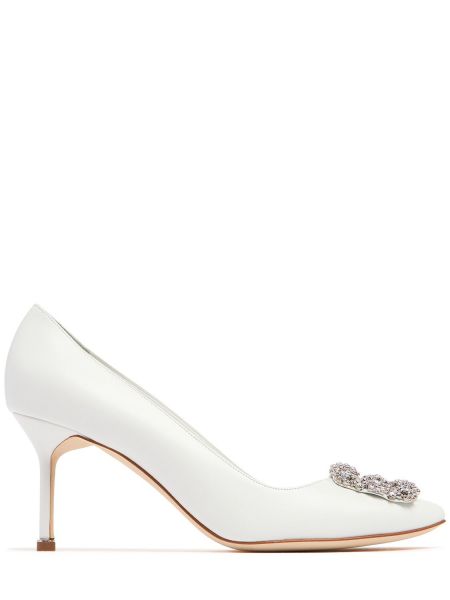 Pumps i läder Manolo Blahnik vit