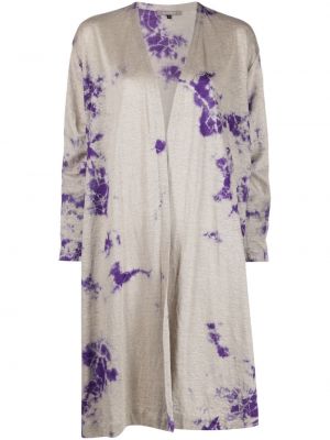 Robe longue en lin à imprimé à motifs abstraits Suzusan gris