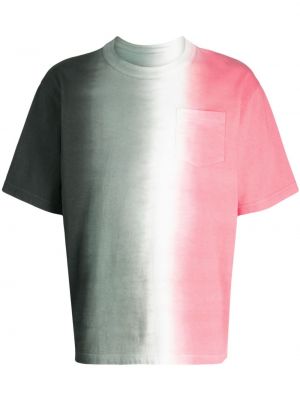 Памучна тениска с принт с tie-dye ефект Sacai
