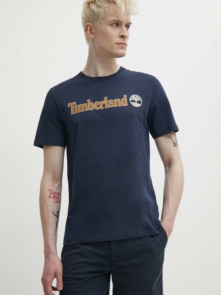 Bombažna majica Timberland modra