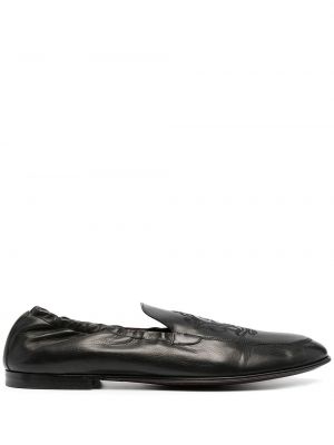 Pantofi loafer cu broderie din piele Dolce & Gabbana negru