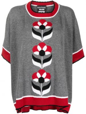 Poncho à fleurs en tricot Boutique Moschino gris