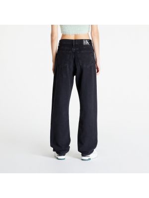 Straight fit džíny s vysokým pasem Calvin Klein černé