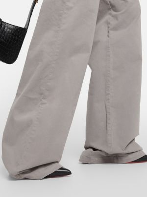 Bavlněné lněné kalhoty relaxed fit Nili Lotan bílé