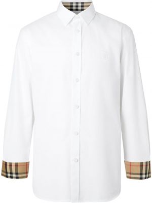 Koszula slim fit retro zapinana na guziki bawełniana Burberry - biały