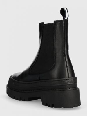 Kožené chelsea boots na platformě Tommy Jeans černé