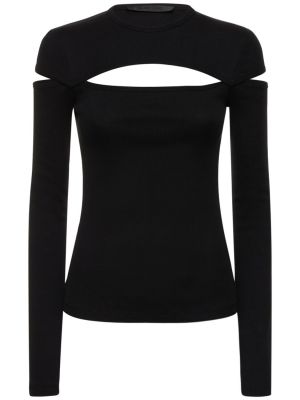 Top de algodón de tela jersey Helmut Lang negro