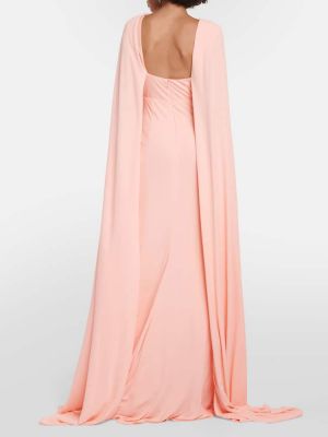 Satynowa sukienka długa Monique Lhuillier różowa