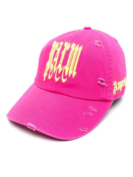 Casquette brodé en coton Palm Angels rose