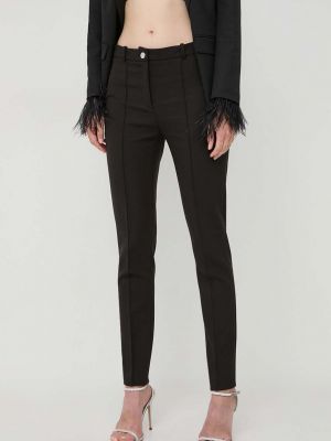 Jednobarevné kalhoty s vysokým pasem Boss černé