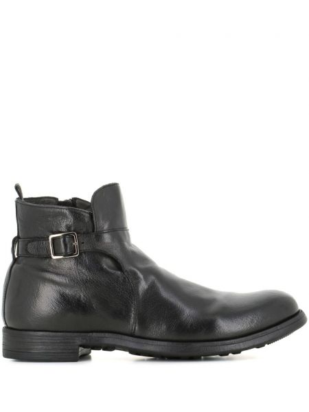 Leder flache stiefel mit schnalle Officine Creative schwarz