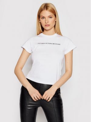 Marškinėliai slim fit Victoria Victoria Beckham balta