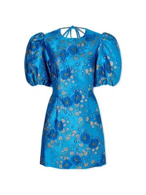 Платье мини с вырезом на спине Ganni синее
