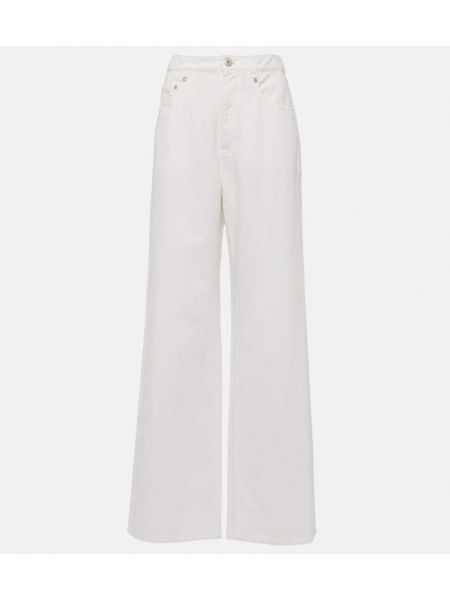 Lniane spodnie bawełniane relaxed fit Brunello Cucinelli białe