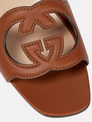 Sandale din piele Gucci maro