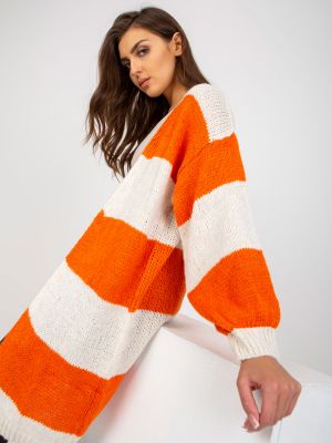 Voľný pletený kardigán Fashionhunters oranžová