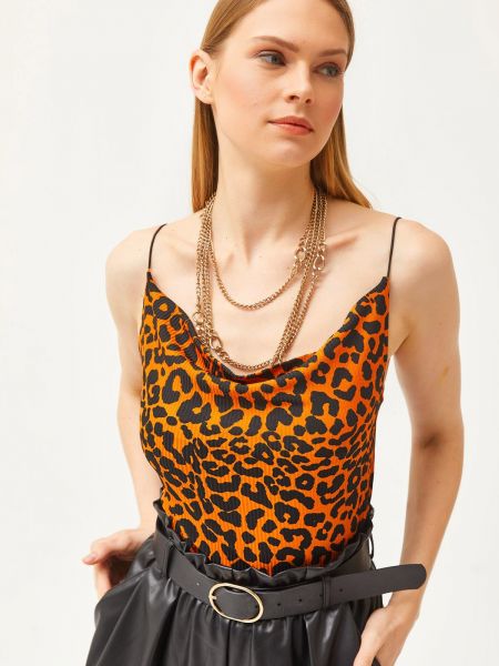 Bluză cu model leopard Olalook portocaliu