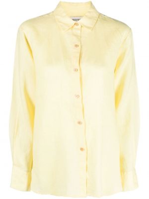 Плисирана ленена риза Scotch & Soda жълто