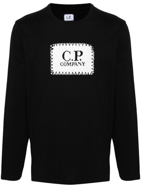Памучна тениска с принт C.p. Company черно