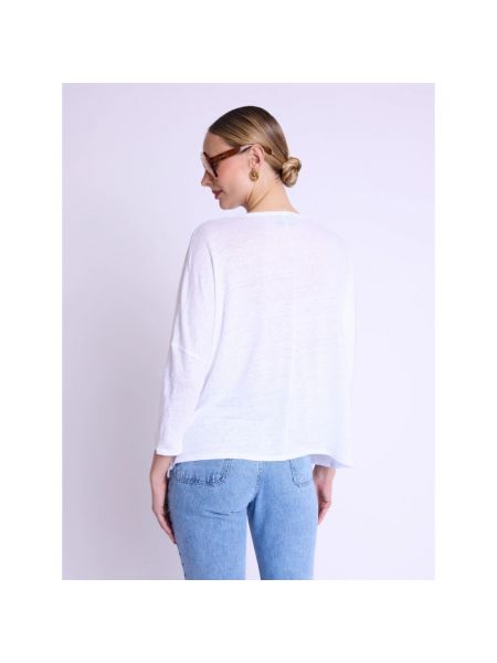 Camiseta de lino con escote v Berenice blanco