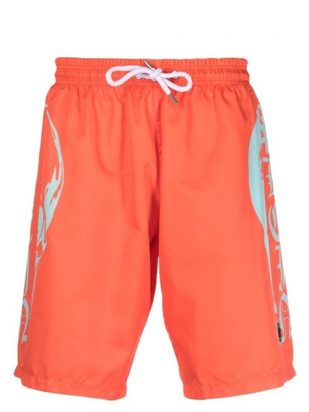 Bermuda kratke hlače s potiskom za na plažo Philipp Plein oranžna