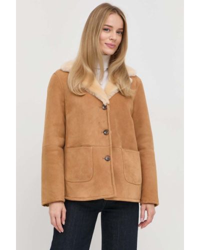 Замшевая демисезонная куртка Luisa Spagnoli коричневая