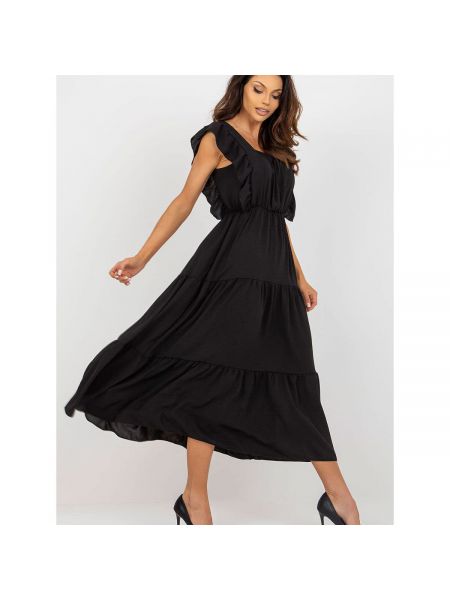 Midi šaty s volány Fashionhunters černé