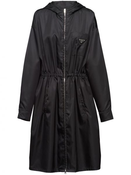 Nylonový kabát s kapucňou Prada čierna