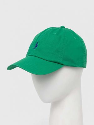 Haftowana czapka z daszkiem bawełniana Polo Ralph Lauren zielona