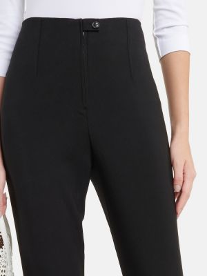 Vlněné rovné kalhoty s vysokým pasem Alaã¯a černé