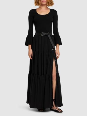 Krepová plisovaná hodvábna sukňa Michael Kors Collection čierna