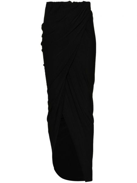 Fusta lunga din jerseu drapată Rick Owens Lilies negru