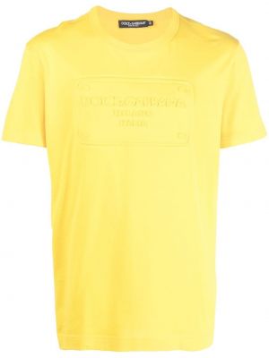 Памучна тениска с принт Dolce & Gabbana жълто
