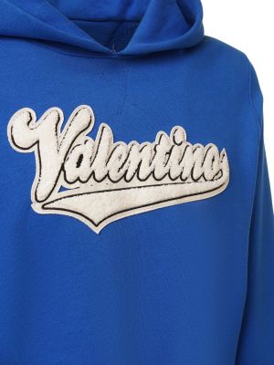 Jersey bombažna jopa s kapuco Valentino modra