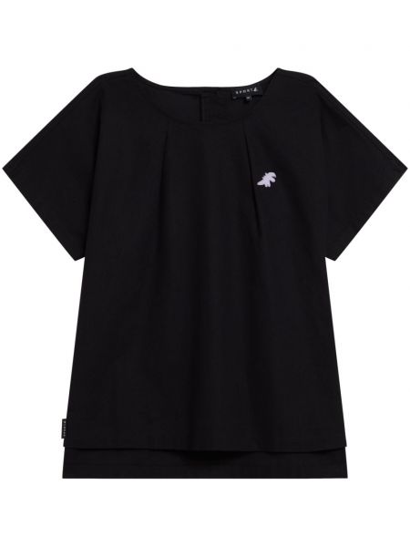 Plisované tričko s výšivkou Sport B. By Agnès B. černé