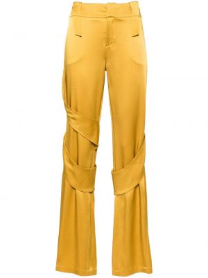 Pantaloni cargo din satin cu croială lejeră Blumarine galben