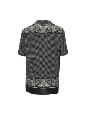 Koszula z wiskozy z krótkim rękawem z wzorem paisley Balmain czarna