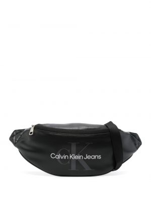 Pásek s potiskem Calvin Klein černý