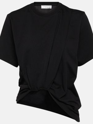 Kokvilnas t-krekls džersija Victoria Beckham melns
