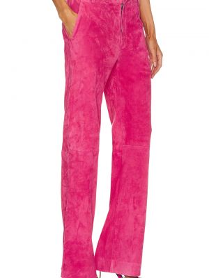 Замшевые брюки с низкой талией свободного кроя Sprwmn розовые