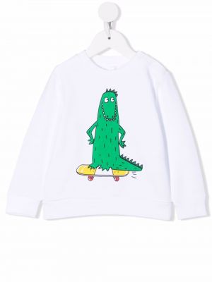 Trykt bomull sweatshirt for jenter Stella Mccartney Kids hvit