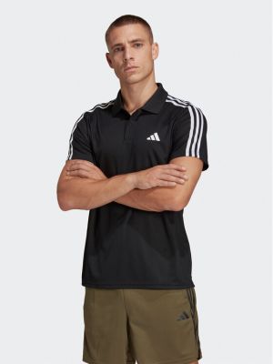 Pruhované priliehavé polokošeľa Adidas čierna