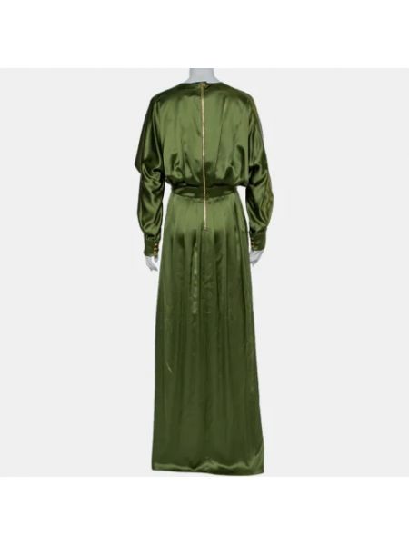 Vestido de raso Balmain Pre-owned verde