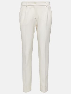 Vlnené rovné nohavice s nízkym pásom Dolce&gabbana biela